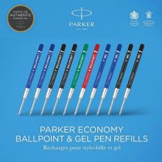 Стержни шариковые Parker QuinkFlow, размер F, 2 шт, черные, блистер
