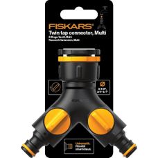 Коннектор двухканальный Fiskars с клапанами Вкл/Выкл (1027061)