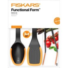 Набор кухонных принадлежностей Fiskars Functional Form (ложка + лопатка + щипцы) (1027306)