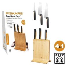 Набор кухонных ножей с бамбуковым блоком Fiskars Functional Form ™ 3 шт (1057553)