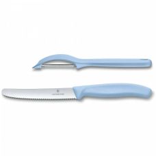 Набор кухонный Victorinox SwissClassic Paring Set с голуб. ручкой (нож, овощечистка Universal), 2 шт, подарочная упаковка
