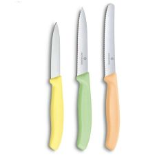 Набір кухонний Victorinox SwissClassic Paring Set з жовт/св.зел/св.помар. ручкою (8,10,11см), 3 шт, подарункове пакування