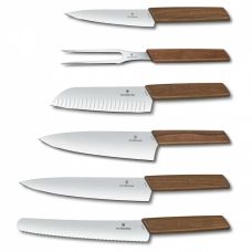 Набор кухонный Victorinox Swiss Modern Cutlery Block с дерев. ручками, 5 ножей, вилка + подставка