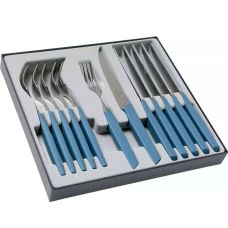 Набор кухонный Victorinox Swiss Modern Table Set с син. ручками, 12 пред (6 ножей steak/6 вилок)