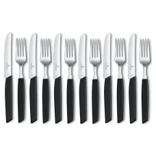 Набір кухонний Victorinox Swiss Modern Table Set з чорн. ручками, 12 пред (6 ножів tomato/6 виделок)