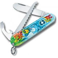 Набір Victorinox My First Children Set ніж 84мм/9функ/дельфін + шнурок на шию + книжка-розмальовка