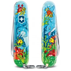 Набір Victorinox My First Children Set ніж 84мм/9функ/дельфін + шнурок на шию + книжка-розмальовка