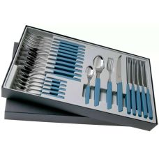 Набір кухонний Victorinox Swiss Modern Table Set з син. ручками, 24 пред (6 ножів steak/6 виделок/6 ложок столових/6 ложок чайних)