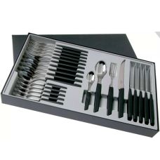 Набор кухонный Victorinox Swiss Modern Table Set с черн. ручками, 24 пред (6 ножей steak/6 вилок/6 ложек столовых/6 чайных ложек)
