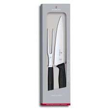 Набір кухонний Victorinox SwissClassic Carving Set з черн. ручками, ніж+виделка, подарункове пакування