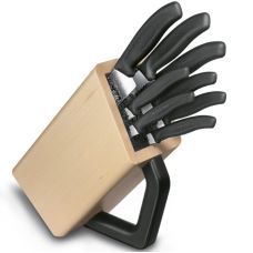 Набор кухонный Victorinox SwissClassic Cutlery Block с черн. ручками, 8 ножей, с подставкой