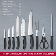 Набор кухонный Victorinox SwissClassic Cutlery Block с черн. ручками, 9 пред (6 ножей/точило/вилка/ножницы), с подставкой