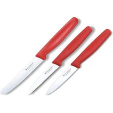 Набор кухонный Victorinox SwissClassic Paring Set с красн. ручками, 3 ножа (8,8,11см)