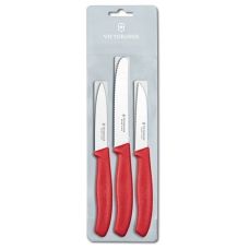 Набір кухонний Victorinox SwissClassic Paring Set з черв. ручками, 3 ножі (8,8,11см)