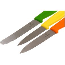 Набор кухонный Victorinox SwissClassic Paring Set с желт/оранж/зел. ручками, 3 ножа (8,10,11см), подарочная упаковка