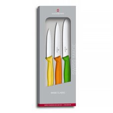 Набор кухонный Victorinox SwissClassic Paring Set с желт/оранж/зел. ручками, 3 ножа (8,10,11см), подарочная упаковка