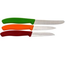 Набор кухонный Victorinox SwissClassic Paring Set с красн/оранж/зел. ручками, 3 ножа (8,8,11см), подарочная упаковка