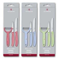 Набор кухонный Victorinox SwissClassic Paring Set с голуб. ручками, 3 пред (2 ножа, овощечистка Tomato and Kiwi), подарочная упаковка