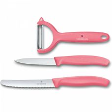 Набор кухонный Victorinox SwissClassic Paring Set с красн. ручками, 3 пред (2 ножа, овощечистка Tomato and Kiwi), подарочная упаковка