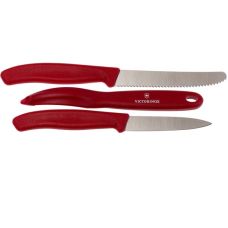 Набор кухонный Victorinox SwissClassic Paring Set с красн. ручками (2 ножа, овощечистка), подарочная упаковка