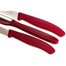 Набор кухонный Victorinox SwissClassic Paring Set с красн. ручками (2 ножа, овощечистка), подарочная упаковка