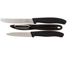 Набір кухонний Victorinox SwissClassic Paring Set з чорн. ручками (2 ножа, овочечистка), подарункове пакування