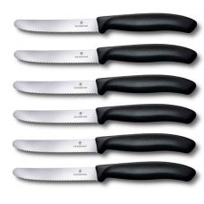 Набор кухонный Victorinox Swiss Classic Tomato&Sausage Gift Set 11 см/серрейт, с чер. ручками, 6 ножей, подарочная упаковка