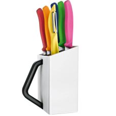 Набір кухонний Victorinox SwissClassic Utility Block з кольор. ручками, 6 пред  (5 ножів, овочечистка), з підставкою, коробка