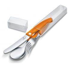 Набор кухонный Victorinox SwissClassic Table Set с оранж. ручками, 3 пред (складной нож, вилка, ложка), подарочная упаковка