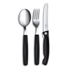 Набор кухонный Victorinox SwissClassic Table Set с черн. ручками, 3 пред (складной нож, вилка, ложка), подарочная упаковка