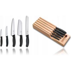Кухонный набор Victorinox SwissClassic In-Drawer, 5 ножей + подставка, черный