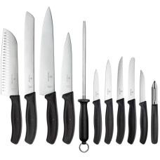 Кухонный набор Victorinox SwissClassic Cutlery Block, 9 ножей/муссат/овочечистка/подставка, черный