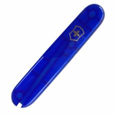 Накладка на ніж Victorinox передня, з логотипом,  91 мм, прозора синя