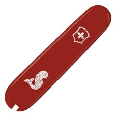 Накладка на ніж Victorinox Va+und Fish передня, з логотипом та малюнком,  91 мм, червона