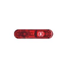 Накладка на нож Victorinox передняя, с логотипом и фонариком, 58 мм, прозрачная красная