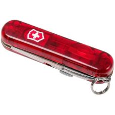 Накладка на нож Victorinox передняя, с логотипом и фонариком, 58 мм, прозрачная красная