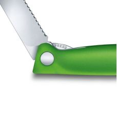 Кухонный нож Victorinox SwissClassic Foldable Paring, 11 см, с зелен. ручкой, блистер