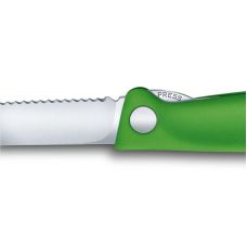 Кухонный нож Victorinox SwissClassic Foldable Paring, 11 см, с зелен. ручкой, блистер