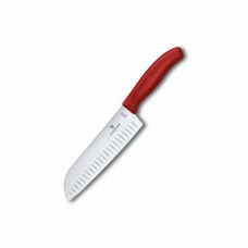 Кухонный нож Victorinox SwissClassic Santoku, 17 см, с красн. ручкой, блистер