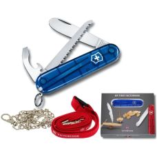 Ніж Victorinox My First 84мм/9функ/прозорий синій + ланцюж.41815 + шнурок 4187