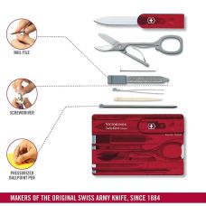Набор Victorinox Swisscard 82х54х4мм/10функ/прозрачный красный, блистер