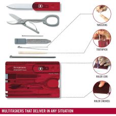 Набор Victorinox Swisscard 82х54х4мм/10функ/прозрачный красный, блистер