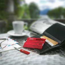 Набор Victorinox Swisscard 82х54х4мм/10функ/прозрачный красный, блистер