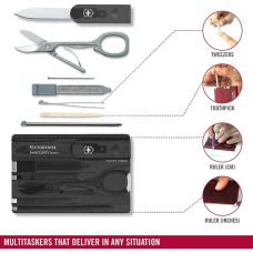 Набор Victorinox Swisscard 82х54х4мм/10функ/прозрачный черный