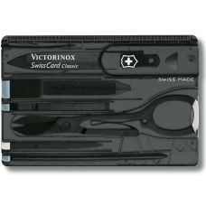 Набор Victorinox Swisscard 82х54х4мм/10функ/прозрачный черный, блистер