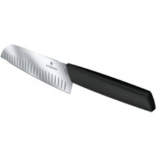 Кухонний ніж Victorinox Swiss Modern Santoku, 17 см, рифл., з чорн. ручкою, блістер