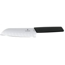 Кухонний ніж Victorinox Swiss Modern Santoku, 17 см, рифл., з чорн. ручкою, блістер