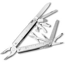 Мультитул Victorinox Swisstool X Plus Ratchet 115мм/38функ/сріблястий + чорний шкіряний чохол