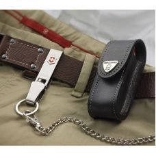Чехол для ножей Victorinox 84-91 мм/2-4 слоев, липучка/пов. клип, кожаный, черный