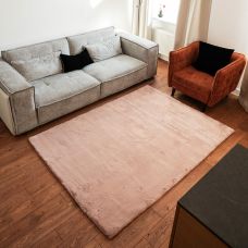 Ковер из искусственного меха NJORD 160х220 см Rose меланж-розовый пушистый